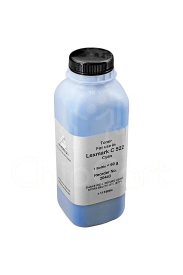 Тонер для Lexmark C522, Cyan, 60гр, Delacamp