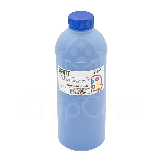 Тонер для HP CP1215/2025/M154/252/274/277/280/477, HGH01, химический, Cyan, 500гр, Grafit