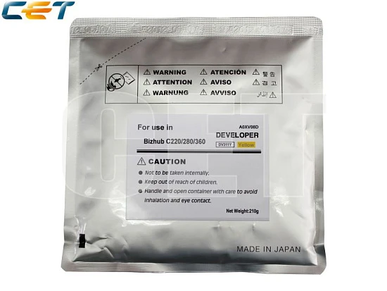 Девелопер для KONICA MINOLTA Bizhub C220/C280/C360 (CET) Yellow, 210г/пак, 114000 стр., CET8435