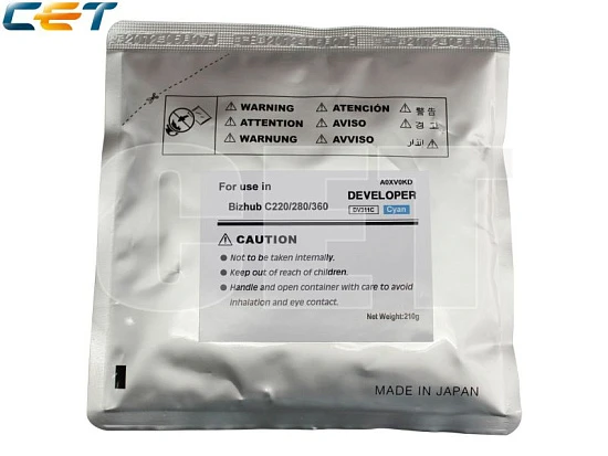 Девелопер для KONICA MINOLTA Bizhub C220/C280/C360 (CET) Cyan, 210г/пак, 114000 стр., CET8433