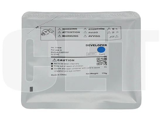Девелопер IU-214C для KONICA MINOLTA Bizhub C227/C287 (CET) Cyan, 170г, 90000 стр., CET171038